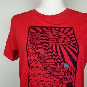 California Love Indie Art Graphic Tee Red S